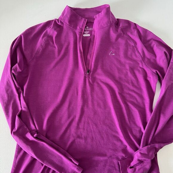 Merino Blend By Paradox 1/4 Zip Shirt Womens Large Purple Activewear Layering - Picture 2 of 10